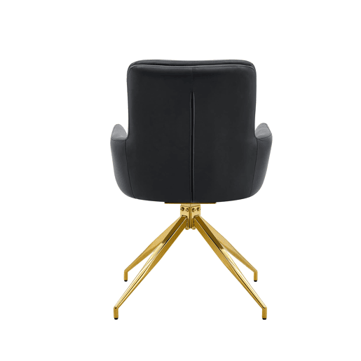 Cadeira giratória 2 unidades - Design luxuoso e leve, PU preto, pernas em metal dourado, 360° - PretoDourado