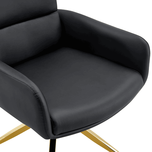 Cadeira giratória 2 unidades - Design luxuoso e leve, PU preto, pernas em metal dourado, 360° - PretoDourado
