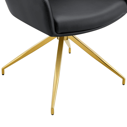 Cadeira giratória 2 unidades - Design luxuoso e leve, PU preto, pernas em metal dourado, 360° - PretoDourado