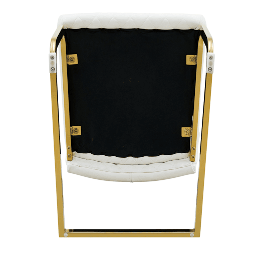 Cadeira de sala de jantar 2 unidades - encosto alto, assento acolchoado, estrutura metálica dourada - Branco+Dourado