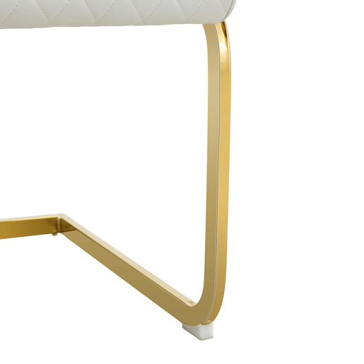 Cadeira de sala de jantar 2 unidades - encosto alto, assento acolchoado, estrutura metálica dourada - Branco+Dourado