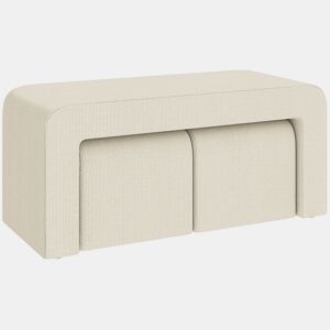 HOMCOM Conjunto de 3 Bancos Grande e 2 Pequenos Bancos Modernos em Veludo Design Compacto para Sala Entrada Corredor Quarto 104x44x48 cm Creme