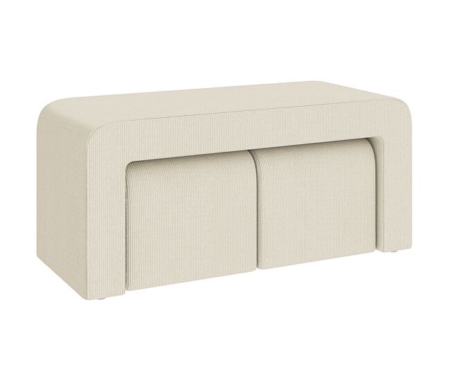 Homcom juego de 3 bancos zapateros, grande y 2 pequeños, bancos recibidores modernos de pana, diseño compacto, mesa auxiliar para salón, entrada,