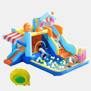 Castelo insuflável para crianças de tecido oxford com piscina,multicolor