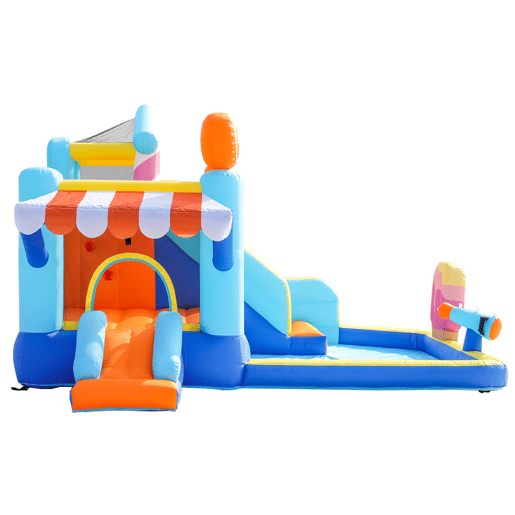 Castelo insuflável para crianças de tecido oxford com piscina,multicolor