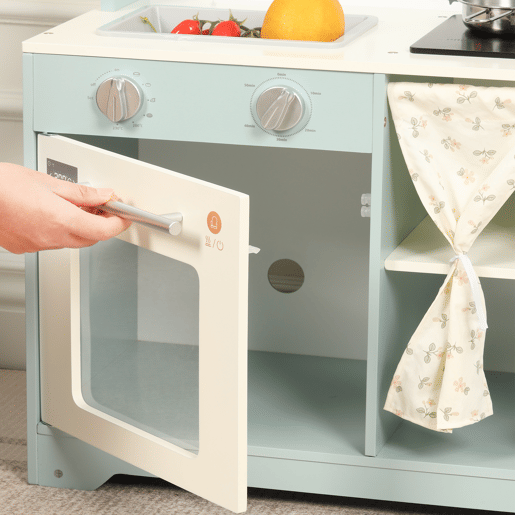 Cozinha de brinquedo para crianças maiores de 3 anos de mdf,azul