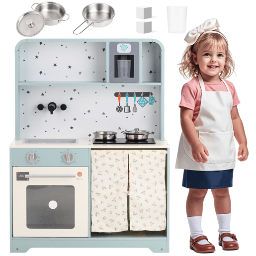 Cozinha de brinquedo para crianças maiores de 3 anos de mdf,azul
