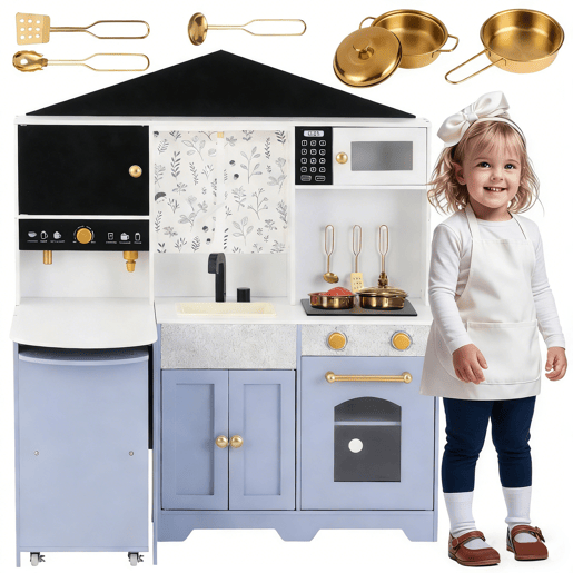 Cozinha de brinquedo para crianças maiores de 3 anos de mdf,violeta