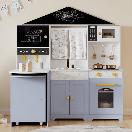 Cozinha de brinquedo para crianças maiores de 3 anos de mdf,violeta