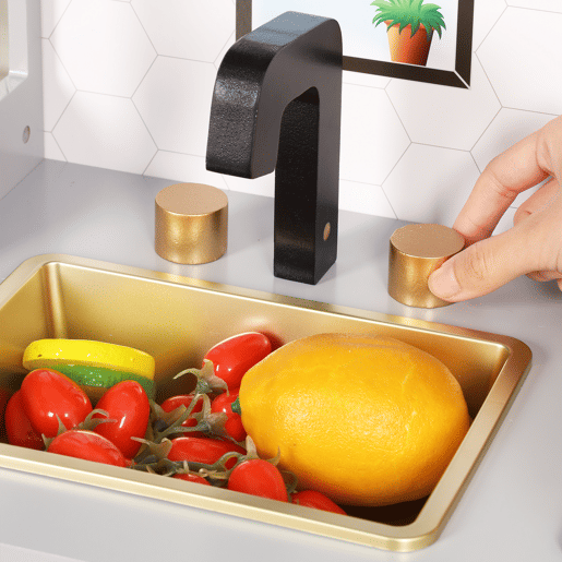 Cozinha de brinquedo para crianças maiores de 3 anos de mdf,cinza