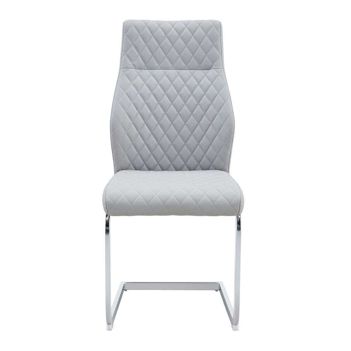 silla de comedor 2 unidades - respaldo alto asiento acolchado marco metalico plateado - gris claro