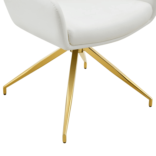 Cadeira giratória 2 unidades - design luxuoso e leve, PU branco, pernas em metal dourado, 360° - BrancoDourado