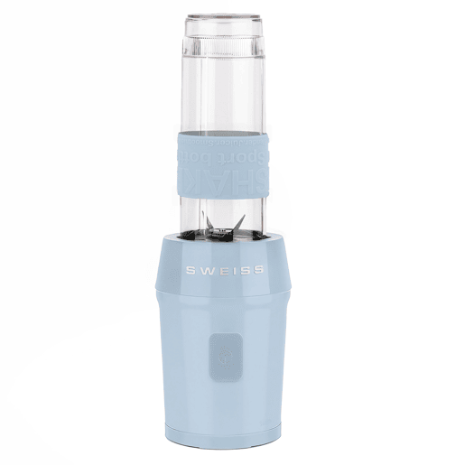 SWEISS Mini Liquidificadora Portátil MOOV6, Smoothie Maker, 2 Garrafas de 570 ml com Tampas de Viagem, 4 Lâminas em Aço Inoxidável, 300W, Azul