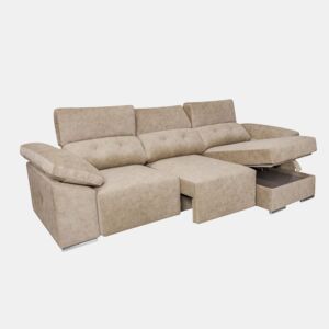 Chaise longue Montecarlo com pufes bege, lado direito
