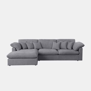 Sofá Abbi Chaise Longue 300cm, Cinza, Chaise à Esquerda