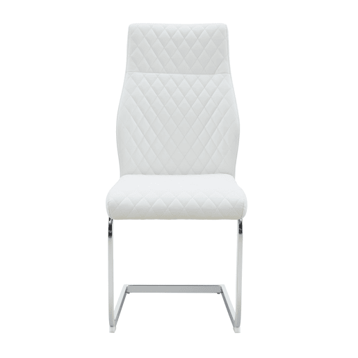 Cadeira de jantar 2 unidades - encosto alto, assento acolchoado, metal prateado - Branco+Prateado