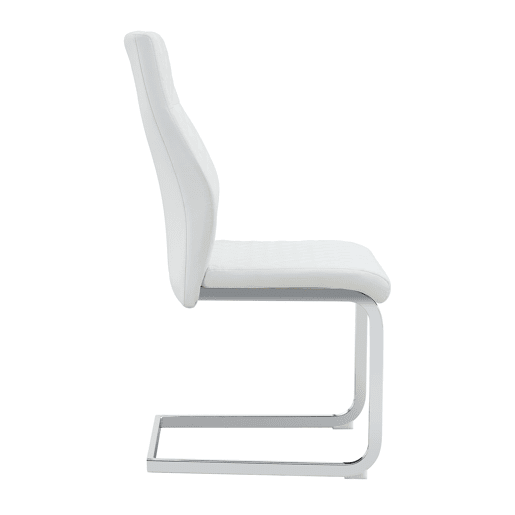 Cadeira de jantar 2 unidades - encosto alto, assento acolchoado, metal prateado - Branco+Prateado