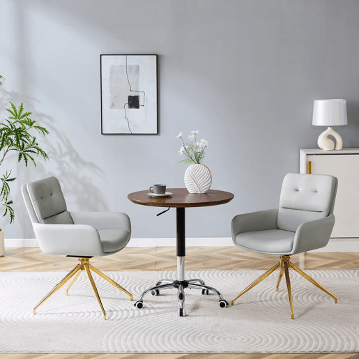 Cadeira giratória 2 unidades - Design leve e luxuoso, giratória em 360°, PU macio - Cinza claroDourado