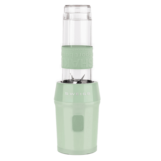 SWEISS Mini Liquidificadora Portátil MOOV7, Smoothie Maker, 2 Garrafas de 570 ml com Tampas de Viagem, 4 Lâminas em Aço Inoxidável, 300W, Verde