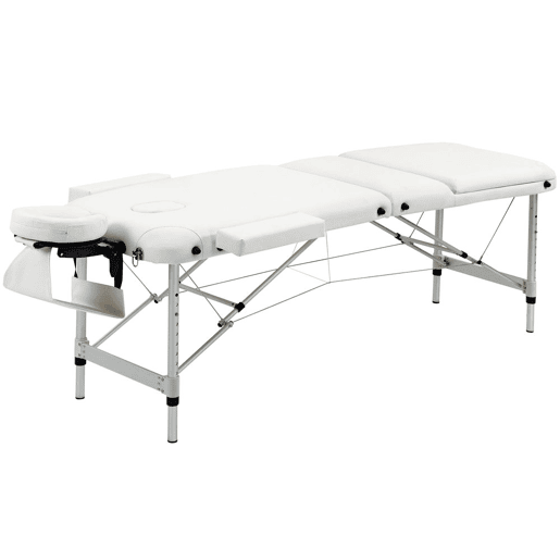 HOMCOM Marquesa de Massagem Dobrável e Portátil com Altura Ajustável Apoio para a Cabeça e Apoio para os Braços 215x81x61-84 cm Branco