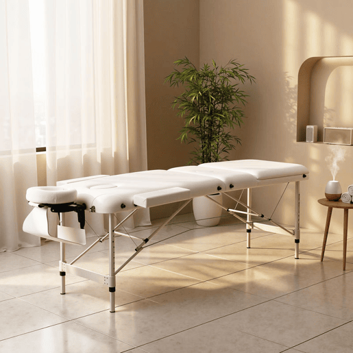 HOMCOM Marquesa de Massagem Dobrável e Portátil com Altura Ajustável Apoio para a Cabeça e Apoio para os Braços 215x81x61-84 cm Branco