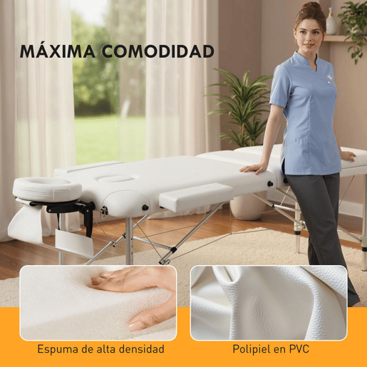 HOMCOM Marquesa de Massagem Dobrável e Portátil com Altura Ajustável Apoio para a Cabeça e Apoio para os Braços 215x81x61-84 cm Branco