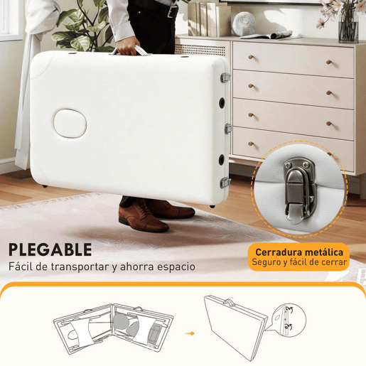 HOMCOM Marquesa de Massagem Dobrável e Portátil com Altura Ajustável Apoio para a Cabeça e Apoio para os Braços 215x81x61-84 cm Branco