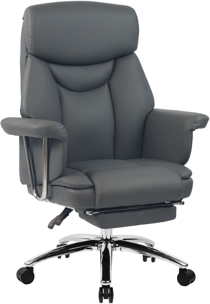 Silla de oficina dahra cuero auténtico gris 66x78x114 cm