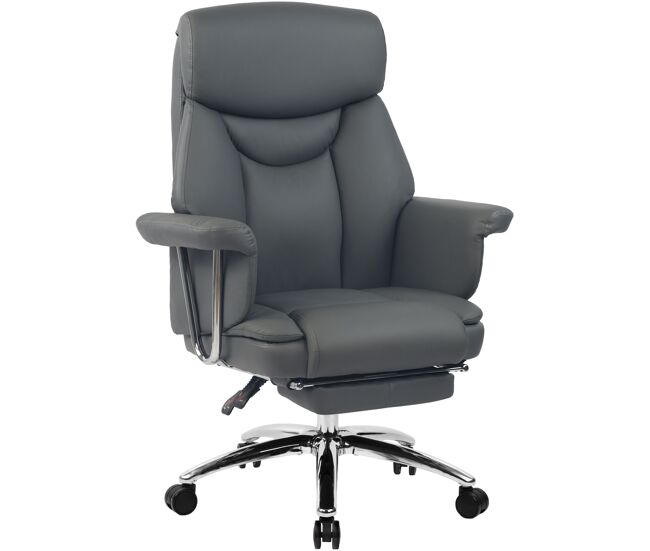 Silla de oficina dahra cuero auténtico gris 66x78x114 cm