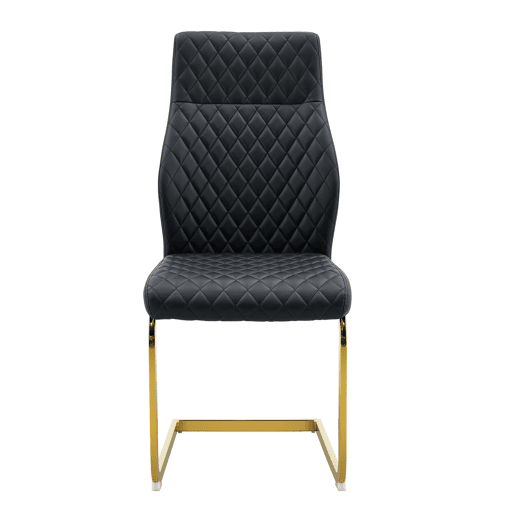 Cadeiras de sala de jantar 2 unidades - encosto alto acolchoado, estrutura metálica - preto e dourado