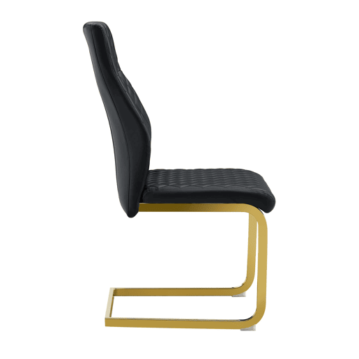 Cadeiras de sala de jantar 2 unidades - encosto alto acolchoado, estrutura metálica - preto e dourado