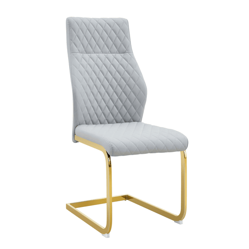 Cadeira de sala de jantar 2 unidades - encosto alto, assento acolchoado, metal dourado - cinza clarodourado
