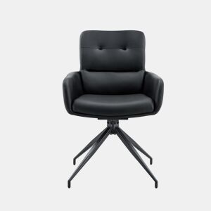 Cadeira giratória 2 unidades - Design luxuoso, PU preto, pernas metálicas, giratória 360° - Preto