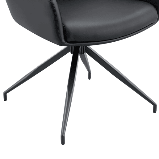 Cadeira giratória 2 unidades - Design luxuoso, PU preto, pernas metálicas, giratória 360° - Preto