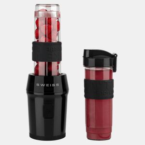 SWEISS Mini Liquidificadora Portátil MOOV9, Smoothie Maker, 2 Garrafas de 570 ml com Tampas de Viagem, 4 Lâminas em Aço Inoxidável, 300W, Preta