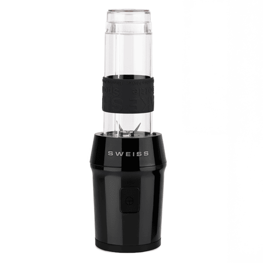 SWEISS Mini Liquidificadora Portátil MOOV9, Smoothie Maker, 2 Garrafas de 570 ml com Tampas de Viagem, 4 Lâminas em Aço Inoxidável, 300W, Preta