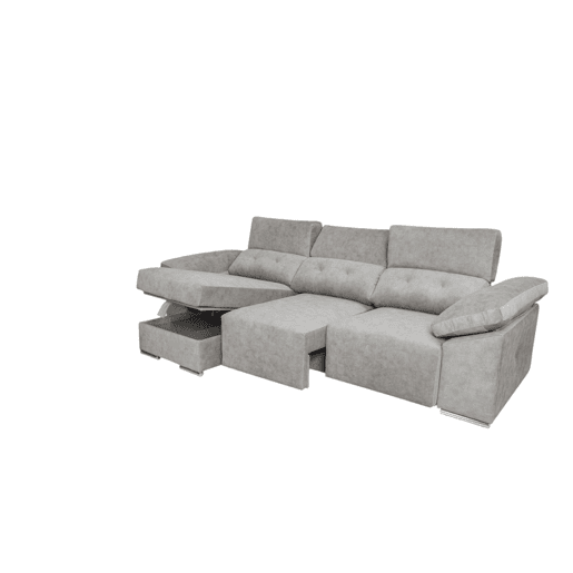 Chaise longue Montecarlo com pufes, cinza, à esquerda