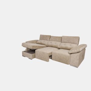 Chaise longue Montecarlo com pufes bege, lado esquerdo
