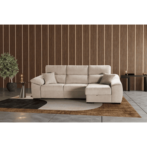 Sofá chaise longue Murano bege (à direita)