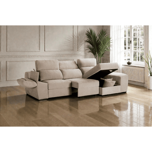 Sofá chaise longue Murano bege (à direita)