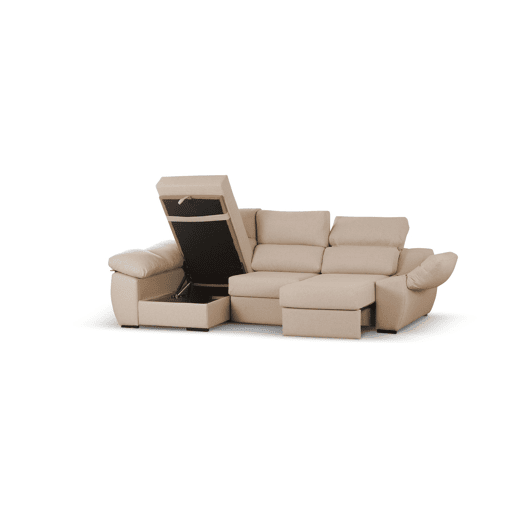 Sofá-cama Chaise longue Distinction Bege Esquerdo