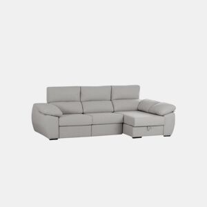 Sofá-cama com chaise longue, cor cinza claro.