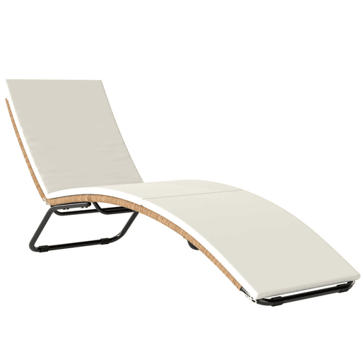Outsunny Espreguiçadeira de Vime em Forma de S, Espreguiçadeira de Jardim Exterior com Almofada, Assento Respirável e Estrutura de Aço, Carga 120 kg, para Pátio, Praia, Terraço e Piscina, Creme