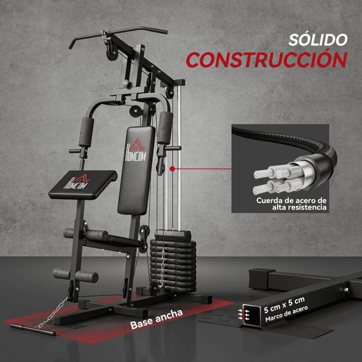 HOMCOM Multiestação de Musculação, Máquina de Musculação com Press de Peito, Pesos de 45 kg, Curl de Pernas e Braços, Polia Borboleta, Carga 100 kg, para Treino em Casa, Preto