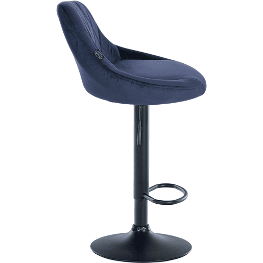 Conjunto de 2 banquetas de bar com costura decorativa em losango assento em veludo azul e estrutura em metal preto TDB10774