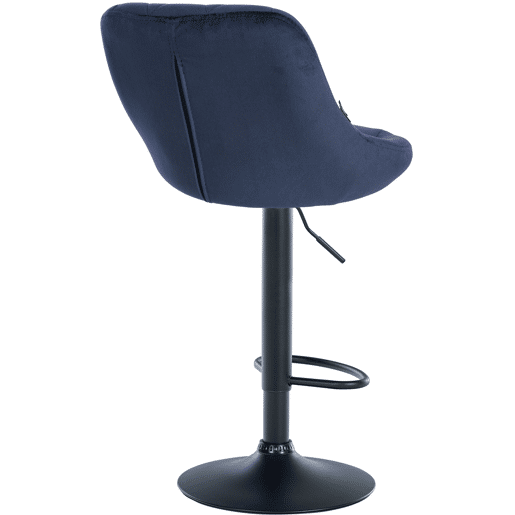 Conjunto de 2 banquetas de bar com costura decorativa em losango assento em veludo azul e estrutura em metal preto TDB10774