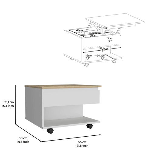 Ak chin mesa de centro com tampo elevável e armazenamento Ak chin mesa de centro com tampo elevável e armazenamento