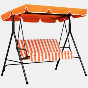 Outsunny Baloiço de Jardim Exterior de 3 Lugares, Baloiço de Jardim com Teto Ajustável e Estrutura de Aço, para Varanda, Terraço, Pátio, Suporta até 200 kg, 172x110x153 cm, Laranja