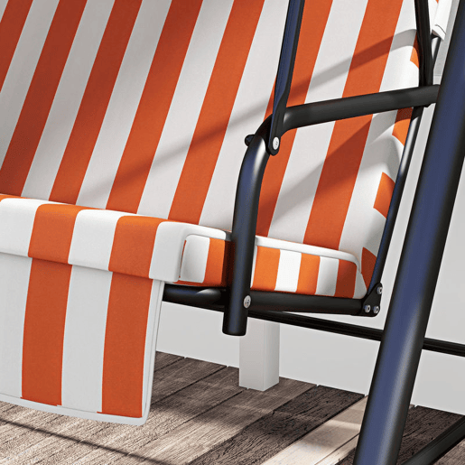 Outsunny Baloiço de Jardim Exterior de 3 Lugares, Baloiço de Jardim com Teto Ajustável e Estrutura de Aço, para Varanda, Terraço, Pátio, Suporta até 200 kg, 172x110x153 cm, Laranja Outsunny Baloiço de Jardim Exterior de 3 Lugares, Baloiço de Jardim com Teto Ajustável e Estrutura de Aço, para Varanda, Terraço, Pátio, Suporta até 200 kg, 172x110x153 cm, Laranja