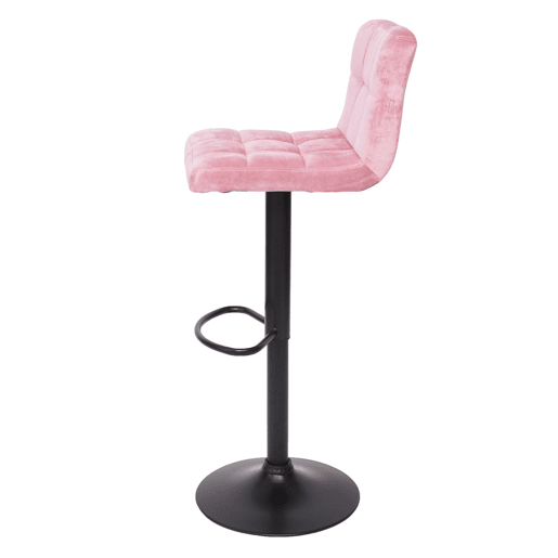 Conjunto de 2 banquetas de bar com altura ajustável revestidas em veludo rosa com pés de metal preto 04_0000152